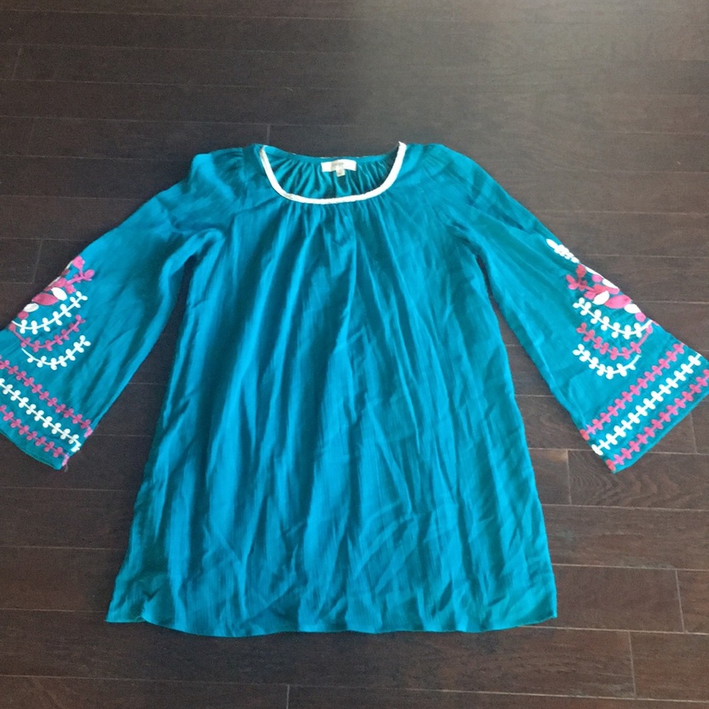Umgee S Flare Bell Embroidered Sleeve Dress